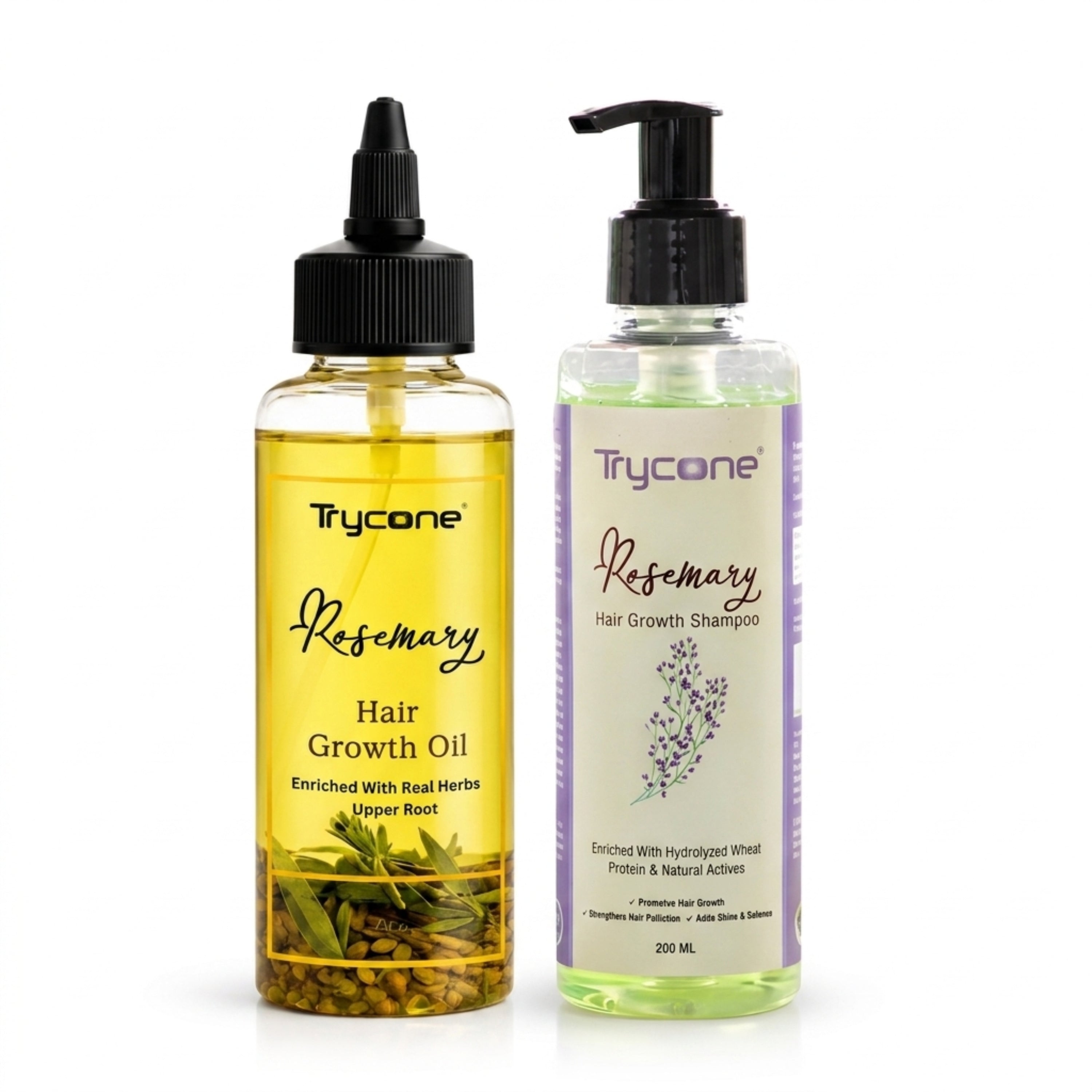 Rosemary Hair Growth Combo – Hair Oil 200ml + Shampoo 200ml | Controls Hair Fall, Strengthens Roots & Promotes Hair Growth | 2-Step Hair Care Kit for Men and Women