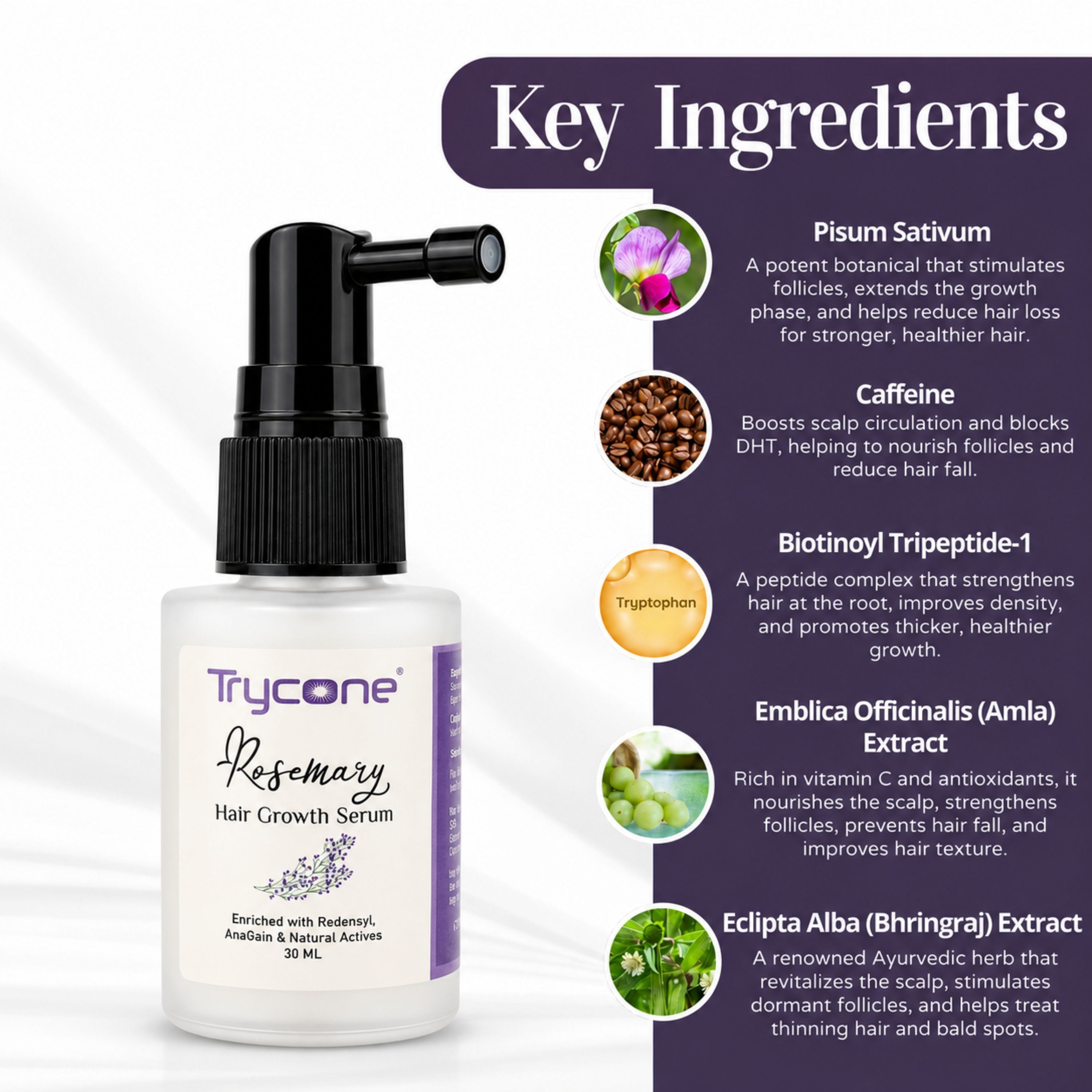 Trycone Rosemary Hair Growth Serum Enrich with Redensyl, Anagain & Other Natural Actives β 30 Ml