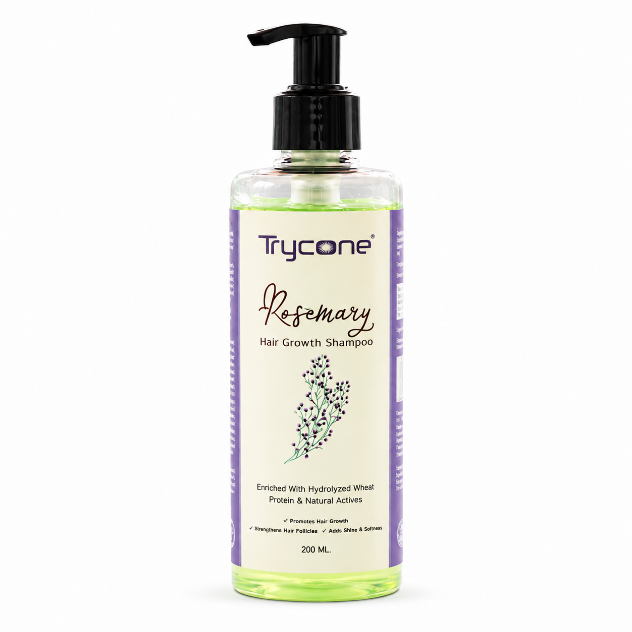 Trycone Rosemary Hair Shampoo Enriched with Hydrolyzed Wheat Protein & Natural Actives β 200 Ml