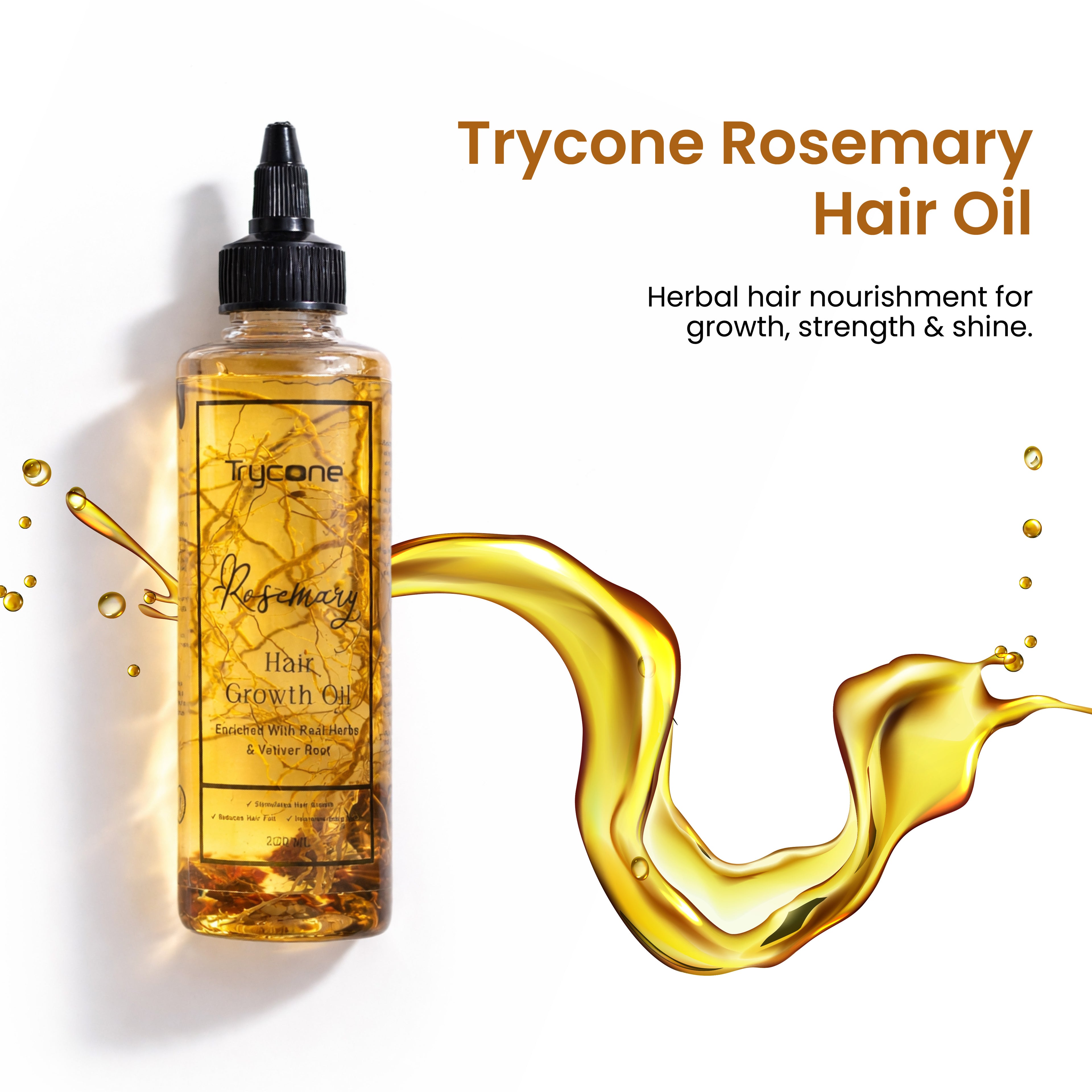 Trycone Rosemary Hair Oil – Enriched with Real Herbs & Vitamin E - 200 ml