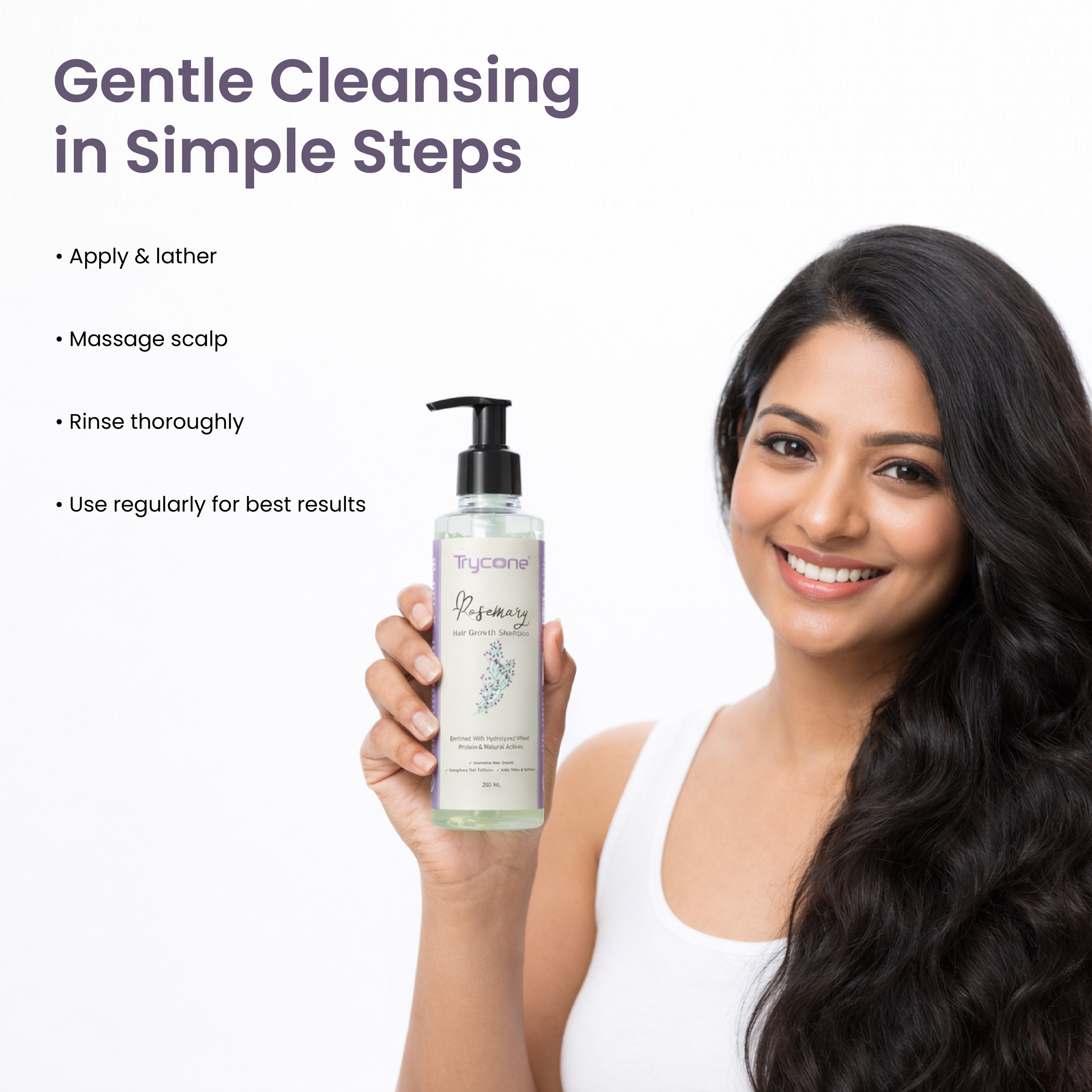Trycone Rosemary Hair Shampoo Enriched with Hydrolyzed Wheat Protein & Natural Actives β 200 Ml