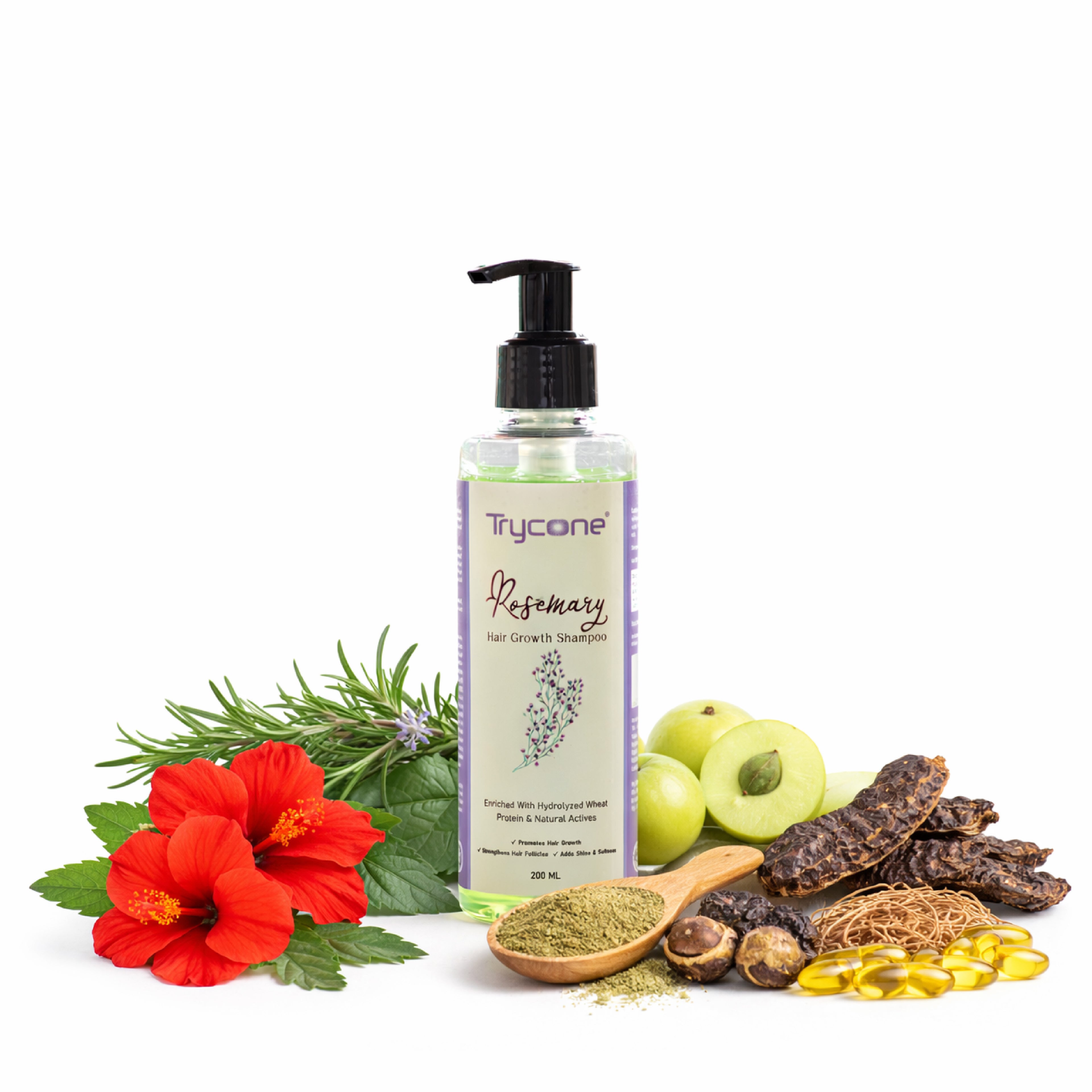 Trycone Rosemary Hair Shampoo Enriched with Hydrolyzed Wheat Protein & Natural Actives β 200 Ml