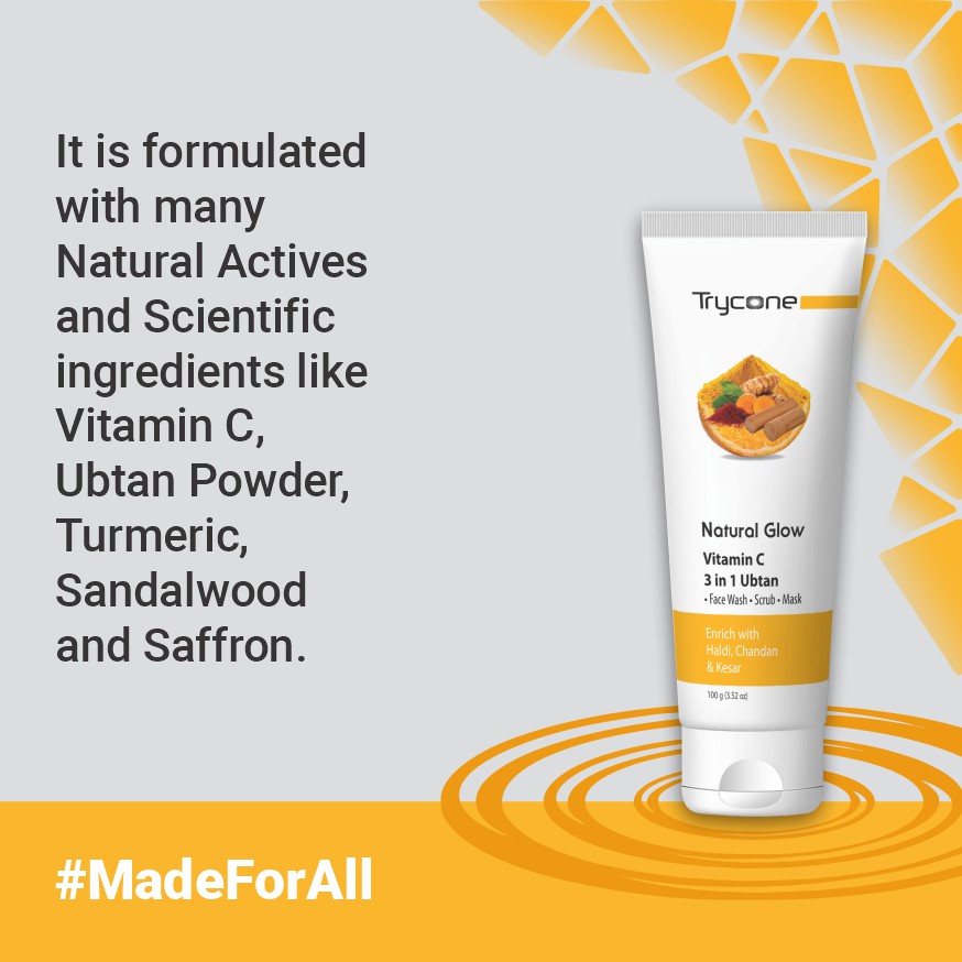 Vitamin C 3 in 1 Ubtan Face Wash, Scrub & Mask– 20 g