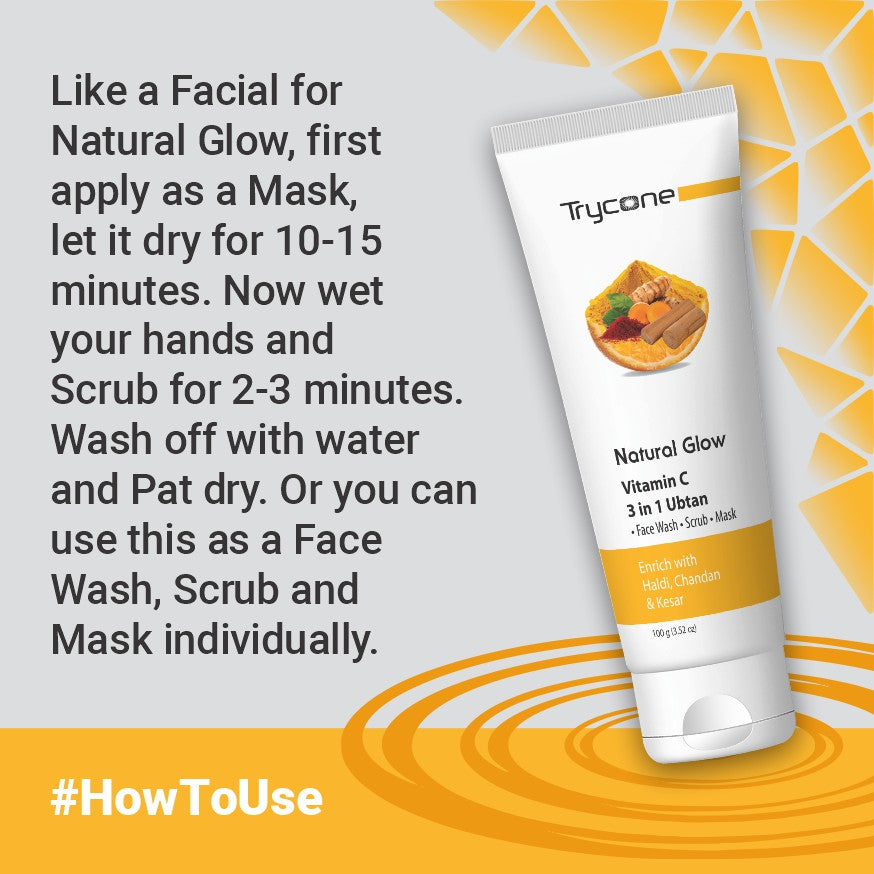 Vitamin C 3 in 1 Ubtan Face Wash, Scrub & Mask– 10 g