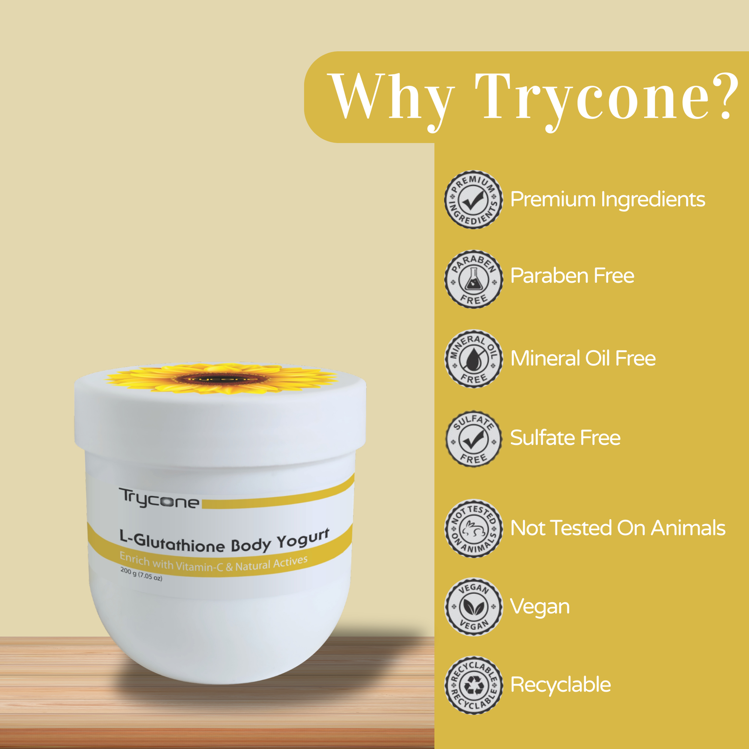 L-Glutathione Skin Whitening Body Yogurt - 200 g Trycone L-Glutathione Skin Whitening Body Yogurt - 200 g Trycone