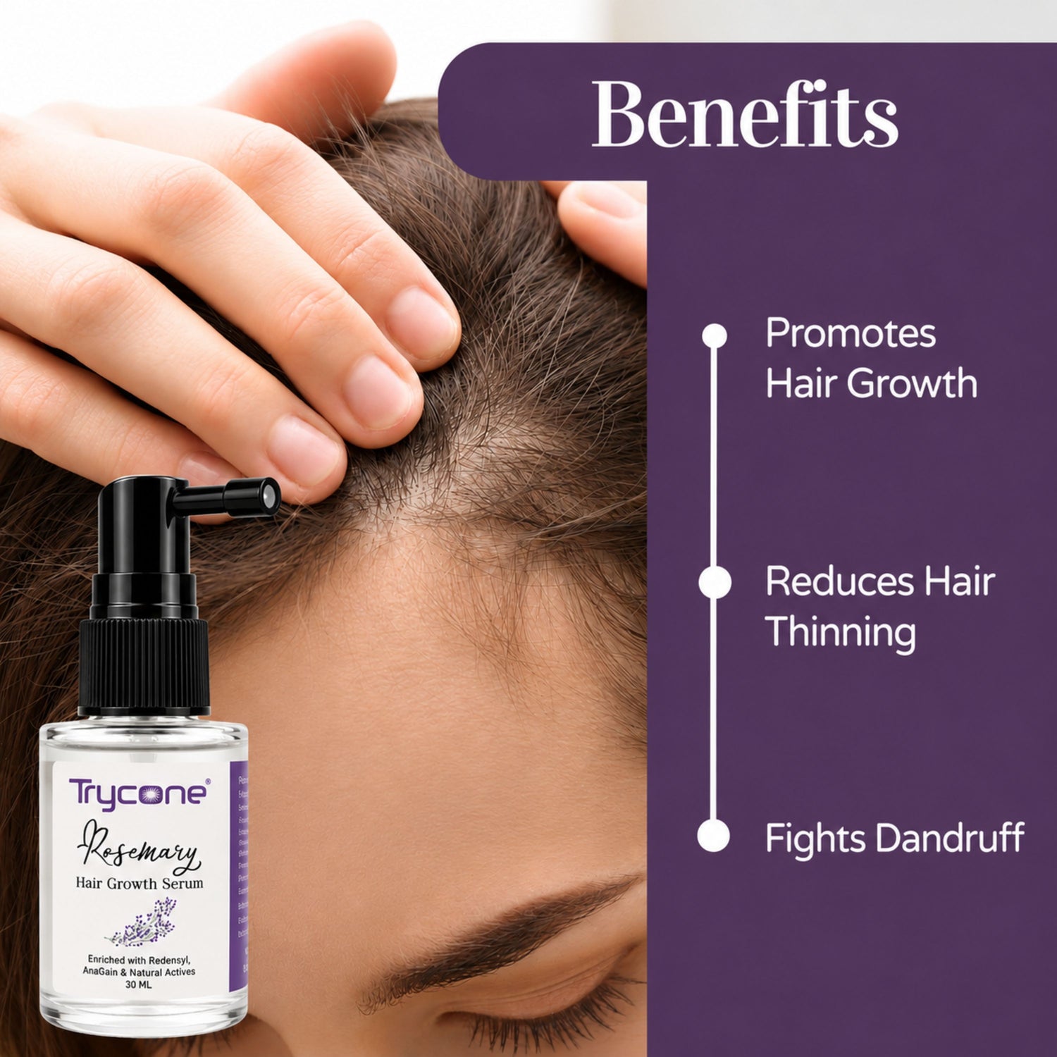 Trycone Rosemary Hair Growth Serum Enrich with Redensyl, Anagain &amp; Other Natural Actives – 30 Ml