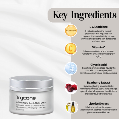 L- Glutathione Day & Night Cream for Mens- 50 g โ Trycone