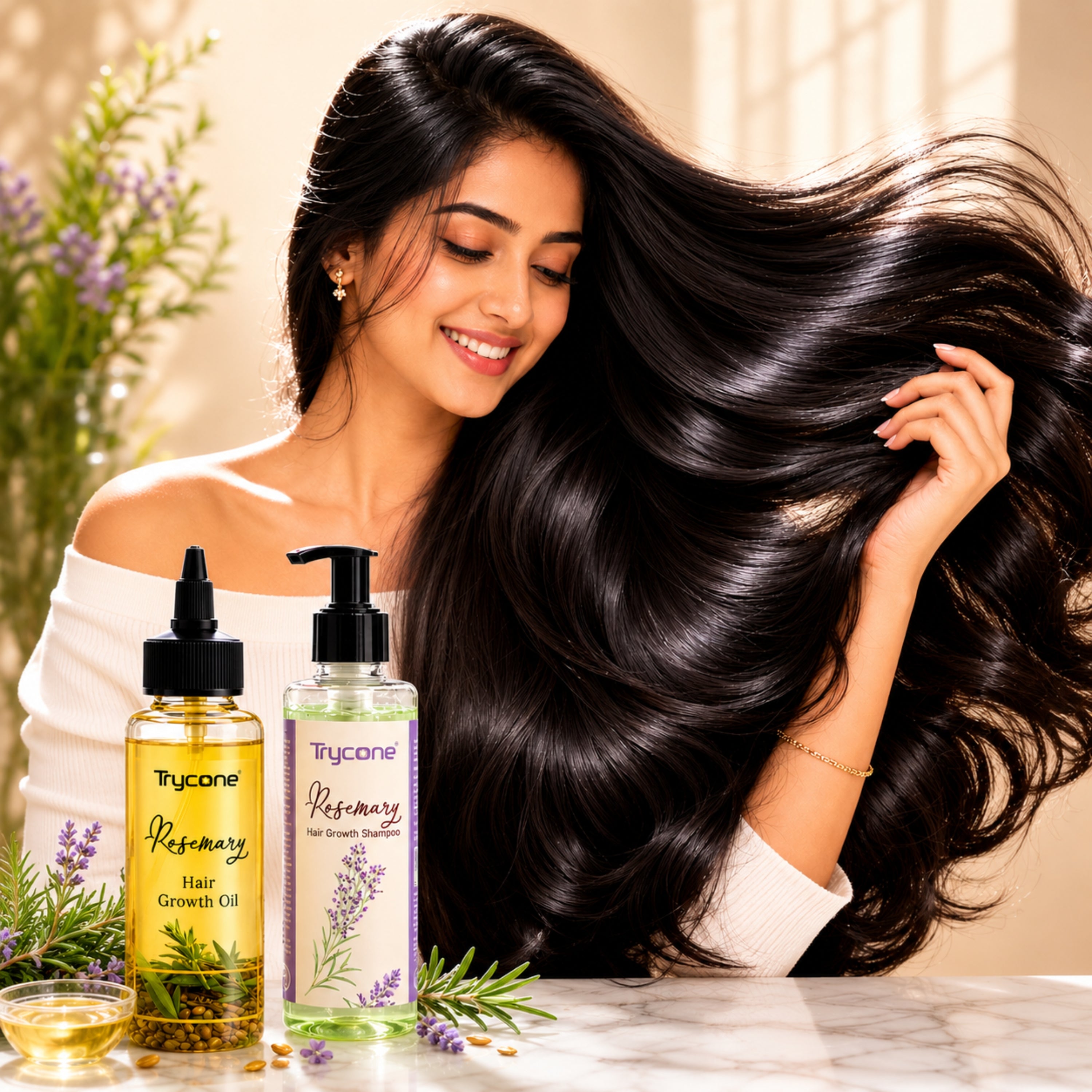 Rosemary Hair Growth Combo – Hair Oil 200ml + Shampoo 200ml | Controls Hair Fall, Strengthens Roots &amp; Promotes Hair Growth | 2-Step Hair Care Kit for Men and Women