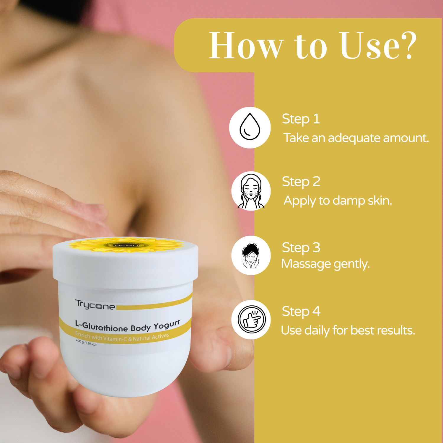 L-Glutathione Skin Whitening Body Yogurt - 200 g Trycone L-Glutathione Skin Whitening Body Yogurt - 200 g Trycone